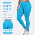European and american plus size high-waisted tummy control yoga pants for women, triple-stitched butt-lifting elastic workout leggings, running fitness pants
