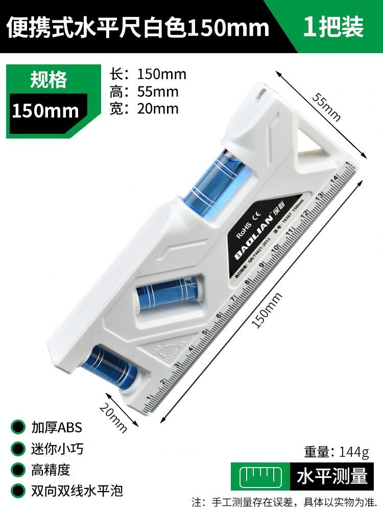 High-precision magnetic level for home use - mini, drop-proof level with protractor for measuring outlets and switches