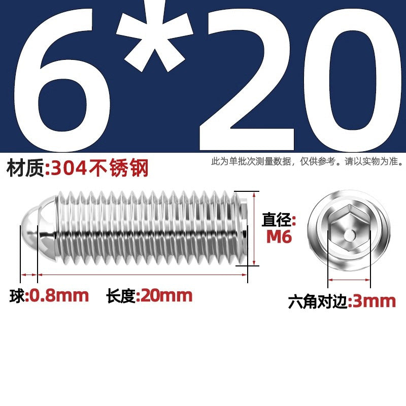 304 stainless steel/12.9 grade wave ball screw steel ball fastening spring ball head spring plunger ball glass positioning ball