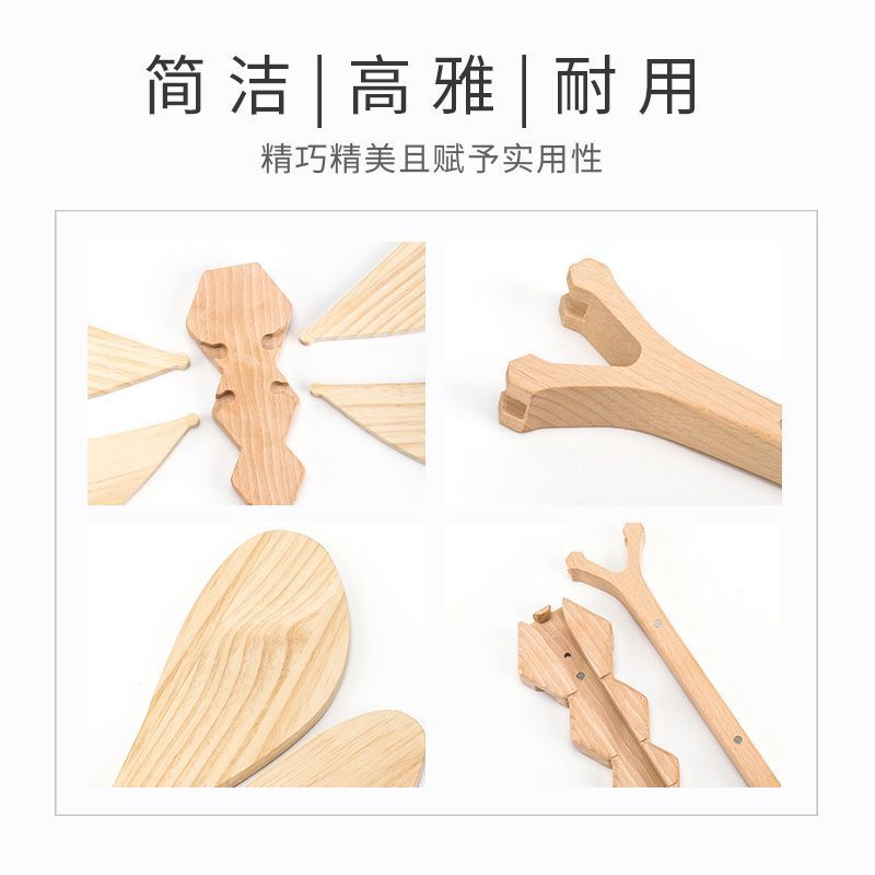 Creative clothes support pole clothes taking pole hanging clothes hanger fork clothes solid wood dragonfly hanging decoration wall decoration home bold