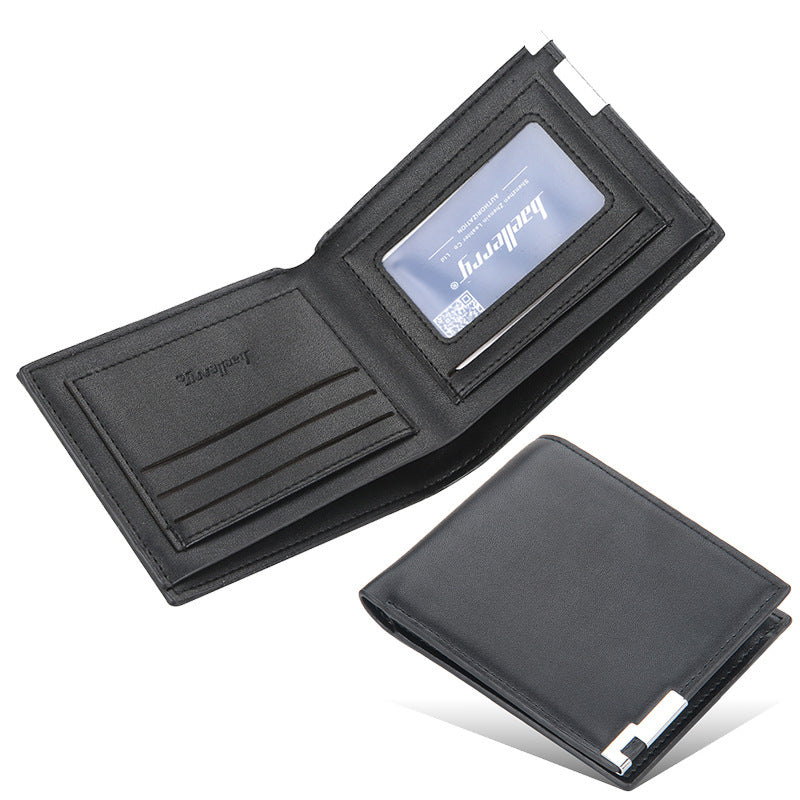 Baellerry Men's Wallet Short Wallet Thin Iron Edge Korean Edition Fashion Youth Horizontal Trend Card Bag Men