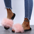 Amazon export one-character plush home cotton slippers women's autumn and winter new fashion outwear fur slippers wholesale
