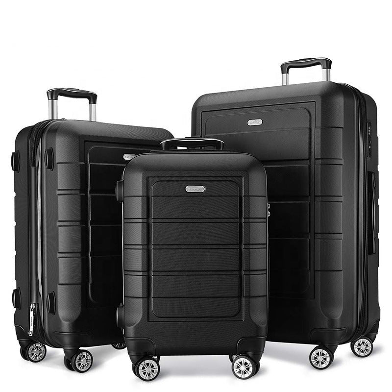Source manufacturer Cross-border three-piece trolley case ABS material suitcase password boarding universal wheel suitcase bag