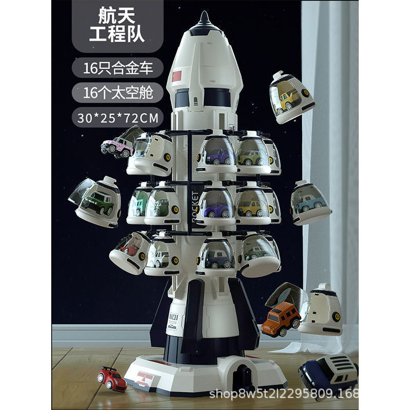 wholesale aerospace rocket model storage parking lot car kids toy set boy engineering fleet