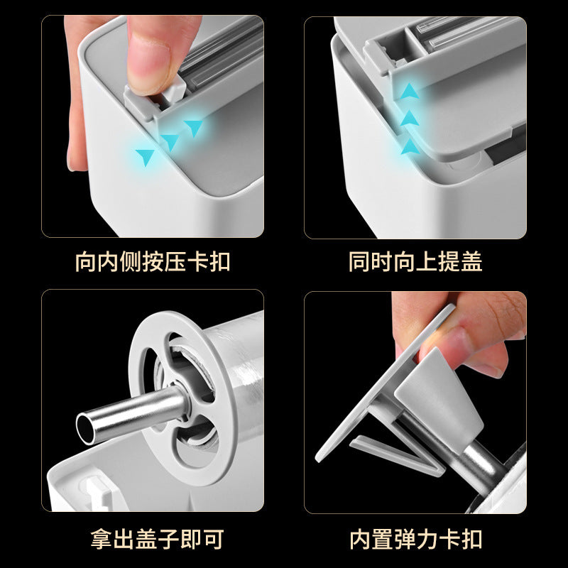 Kitchen plastic wrap cutter Suction cup Guide rail cutter Tin foil plastic wrap Splitting box Storage Adjustable cutting