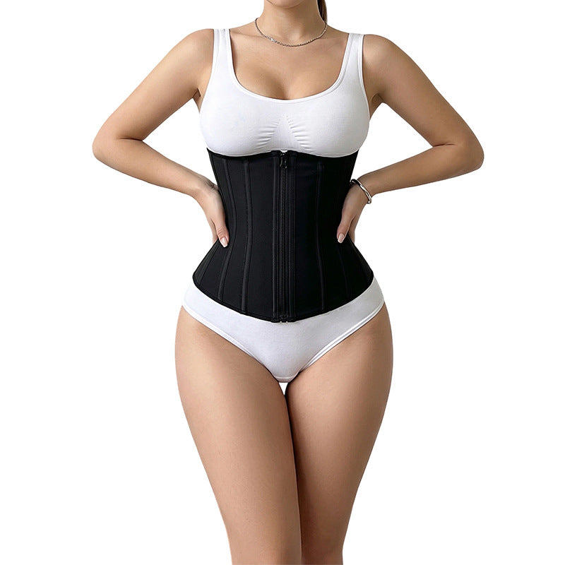 Amazon bestseller: 24-rib mesh corset with external zipper, internal double-row hook-and-eye closure, waist trainer, tummy control, slimming body shaper, and waist cincher