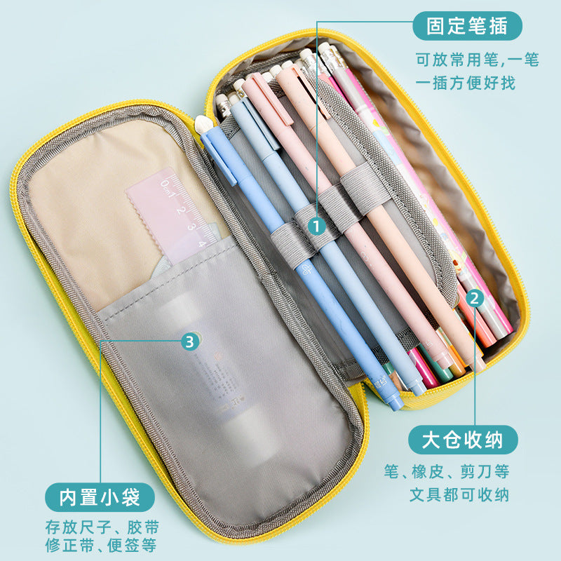 Personalized pencil bag custom simple children's canvas Korean version large-capacity pencil bag primary school students multi-functional double-layer stationery bag