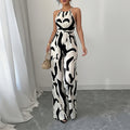 cross-border european and american women's clothing: new summer fashionable and elegant sleeveless printed wide-leg jumpsuit for work and casual wear