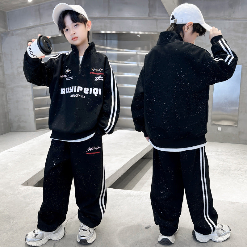 Boys' spring outfit set : new spring sweatshirt for mid-to-large children, stylish and trendy boy's spring/autumn sportswear