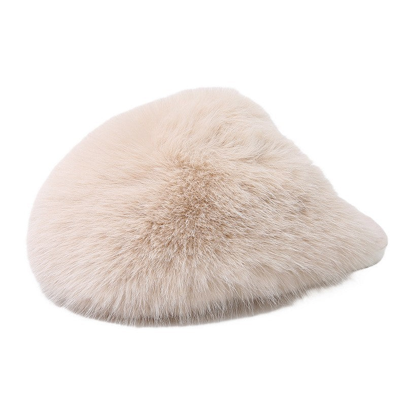 plus sizepure color fluffy large fur slippers soft bottom winter toe-cap home heattech multi-color cotton slippers