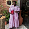 European and american cross-border women's clothing  summer new arrival: african-style plus size pink striped longline shirt and wide-leg pants set