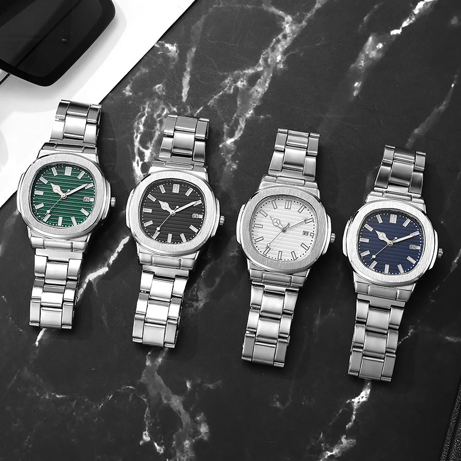 2025 new square sports calendar steel band watch men's quartz wristwatch - direct from the manufacturer, wholesale available, in-stock