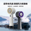 2025 new cross-border handheld ice cooling fan, desktop smart digital display high-speed fan, turbine mini fan