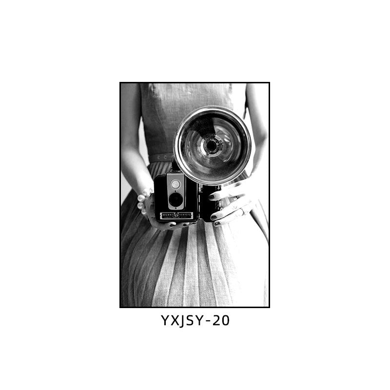 Camera photography Decorative painting Photo studio Black and white industrial style hanging painting Media studio Camera mural