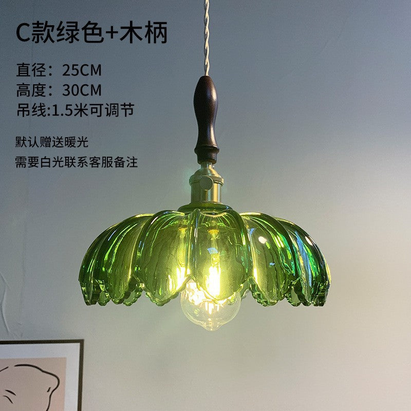 French Internet celebrity three head restaurant lights retro Japanese aluminum glass chandelier walnut dining room dining table bar lighting