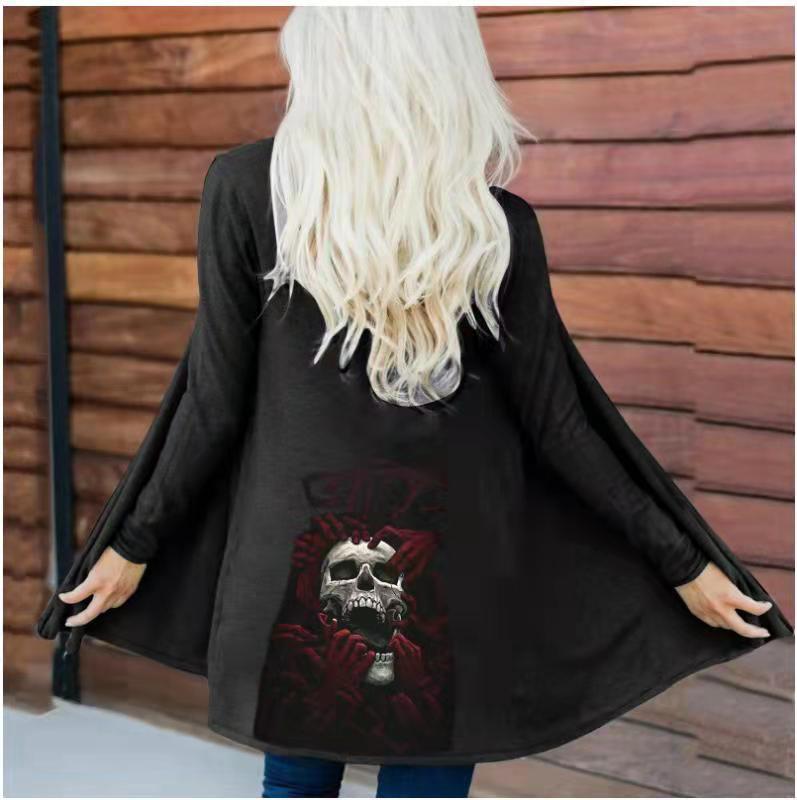 2025wish halloween skull print cardigan long sleeves outweartopsin stockfashion style loose type