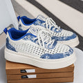 Men's summer breathable woven mesh versatile athletic casual trendy shoes - men's anti-slip thick-soled height-increasing white sneakers