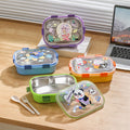 6814-cartoon 201 three-compartment lunch box (with spoon)