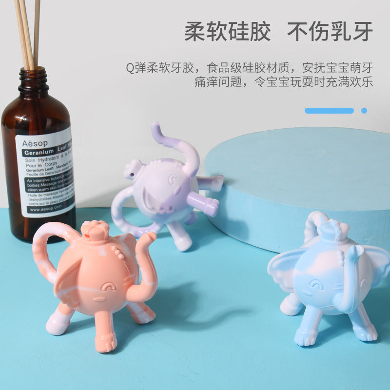 Factory new baby bell silicone toothpaste bag elephant food grade silicone toy baby teething toy