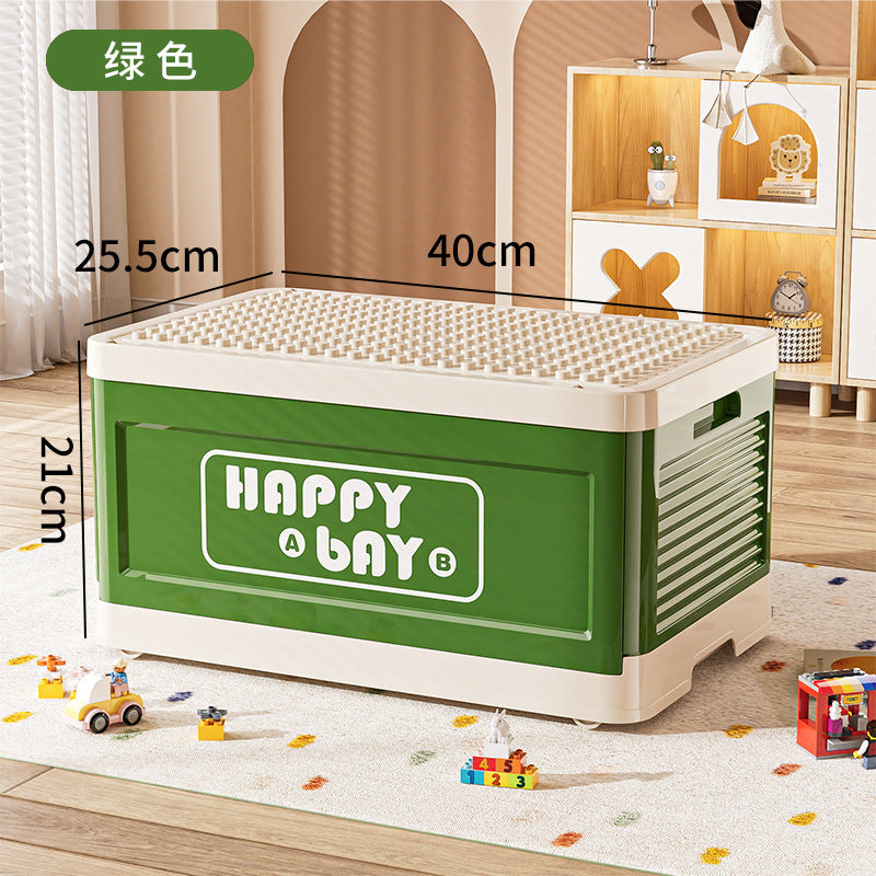 Large capacity storage box Lego building block box with lid dustproof classification storage box with wheel foldable toy storage box
