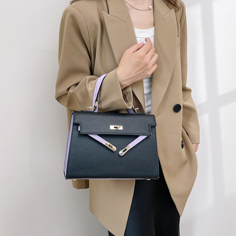 Versatile women's shoulder bag - crossbody, tote, and handbag - 2025 new arrival - trendy color block kelly bag for women (cross-border e-commerce)