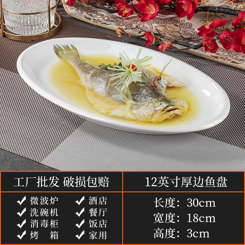 High-end ceramic pure cabbage plate, special-shaped asymmetrical cold dish plate, stir-fry plate, tableware for restaurants and hotels
