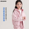 Factory wholesale kids' hooded jacket - spring/autumn girls' casual zip-up hoodie with lace trim and short cardigan top