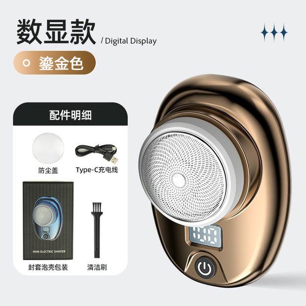 mini electric shaver - portable home use men's razor, travel-friendly, washable, digital display beard trimmer