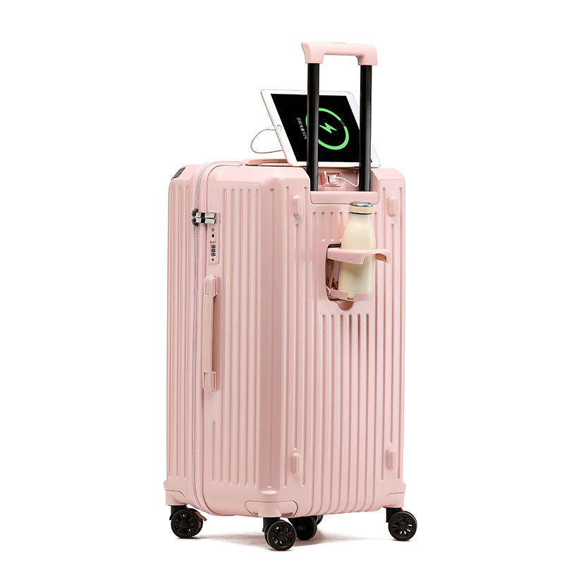 Large capacity aluminum frame suitcase 26 inch anti-drop suitcase brake wheel student trolley case password case leather case