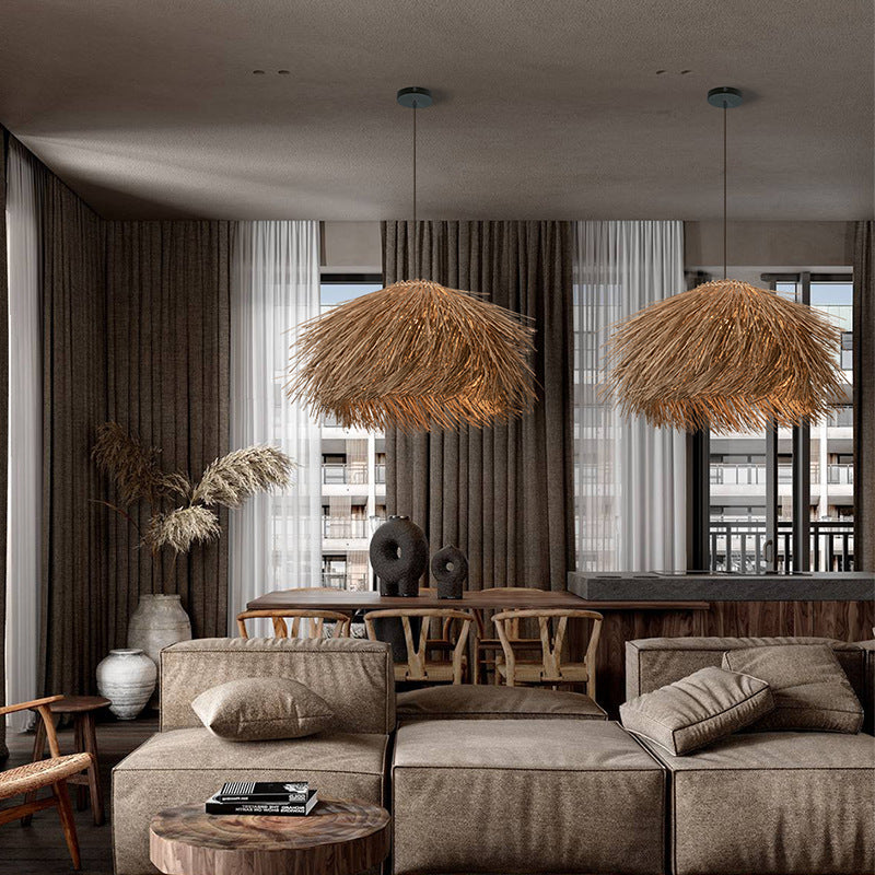 Wabi Silent Wind Catering Chandelier Chinese Living Room Dining Room Tea Room Zen Light Homestay Study Bedside Japanese Rattan Chandelier