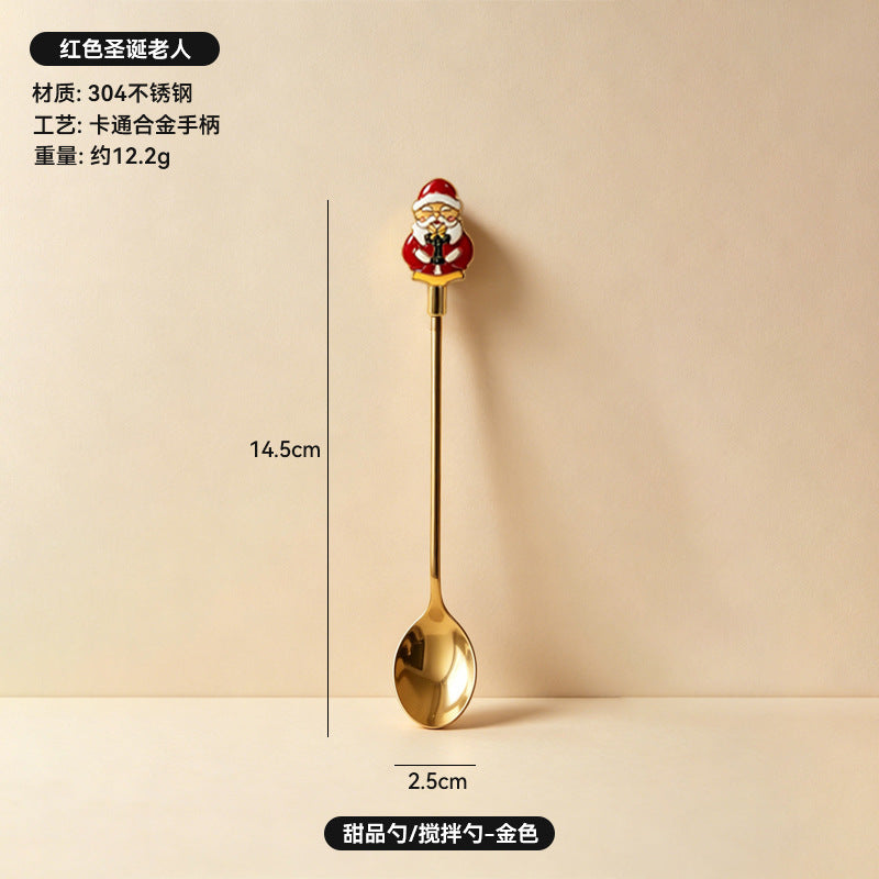 304 stainless steel luxury style creative christmas tableware coffee spoon afternoon tea dessert spoon fruit fork wholesale