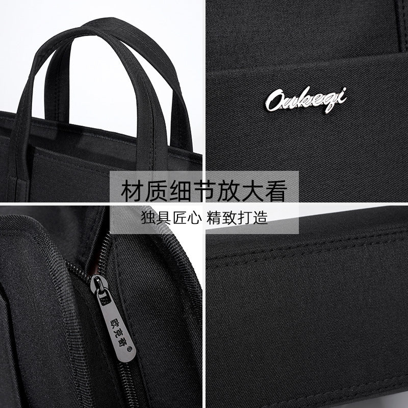 Large capacity business briefcase waterproof document bag conference folder oxford cloth file bag with custom logo printing