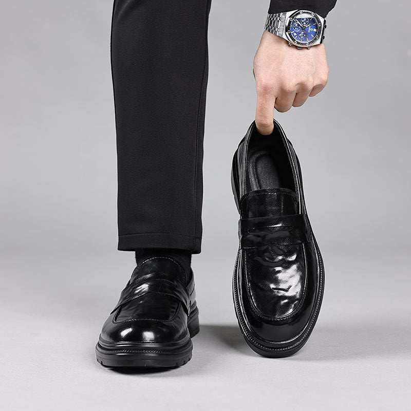 Genuine leather men's slip-on loafers - casual, soft sole, durable, versatile, trendy, and comfortable