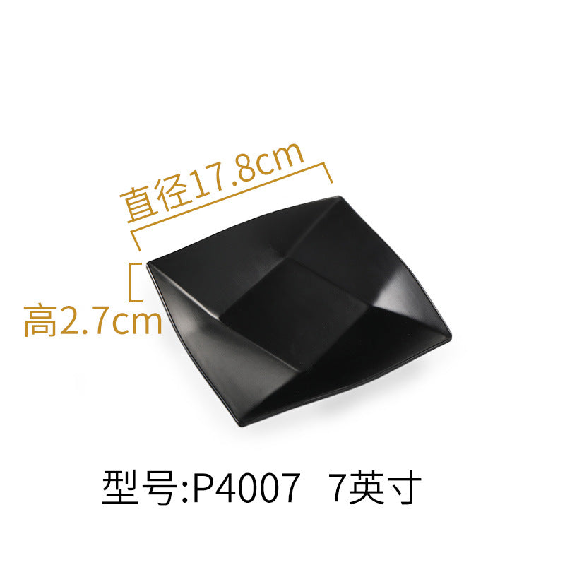 Melamine black tableware plastic dish imitation porcelain dinner plate cold dish plate barbecue hot pot plate barbecue restaurant plate commercial