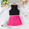 new european and american cross-border girl's summer sleeveless halter top + eyelet shorts two-piece set