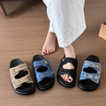 Plus size chunky platform sandals women's  summer denim outerwear velcro print beach flip-flops export