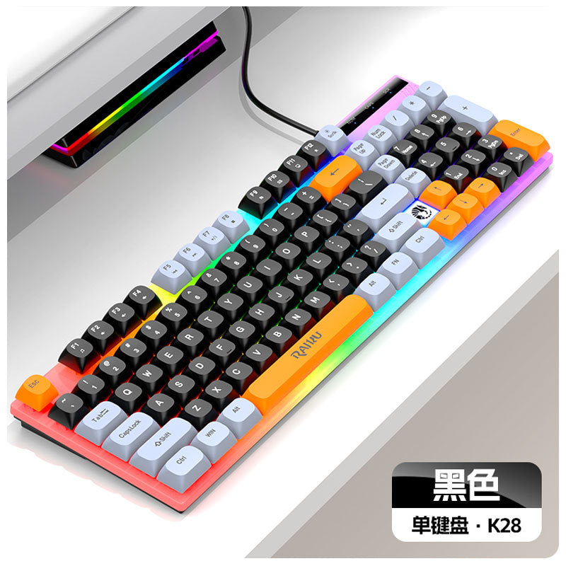 Raiku t28 wired membrane keypad with rotary encoder, tri-color backlit, mechanical feel, desktop computer office keyboard