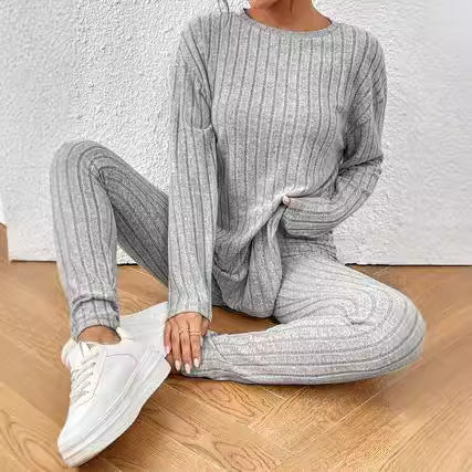 Cross-border Europe, America 2024 autumn and winter casual turtleneck knitted long-sleeved suit women's  sweater loose trousers two-piece set