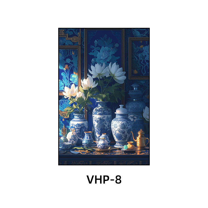 Blue and white porcelain decorative painting vase porcelain ceramic new Chinese style living room hanging painting hotel hotel restaurant box Chinese style