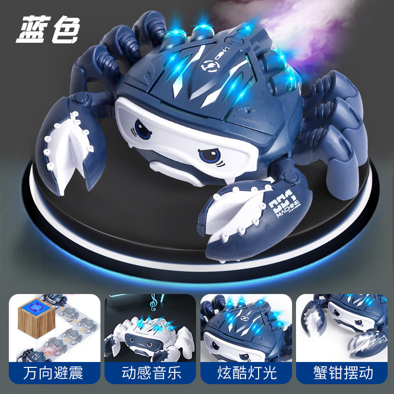 New electric universal wheel mechanical crab with lights, spray function, realistic crawling crab animal, children's electric toy
