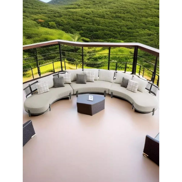 Outdoor leisure rattan sofa municipal garden landscape courtyard terrace garden balcony rattan chair sofa coffee table combination