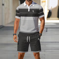 hot-selling men's polo shirt set, new summer two-piece casual short-sleeve and shorts set, dropshipping available