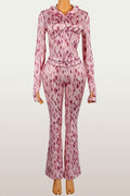 new arrival: ins-style fashion print trendy streetwear leopard print zip-up long sleeve jacket and pants set