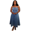 European and american style women's denim dress - new fashionable and sexy backless suspender maxi dress -  cross-border sourcing
