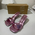 Za new 2024 french summer stiletto heel square toe thong sandals with seashell buckle detail and open back for women