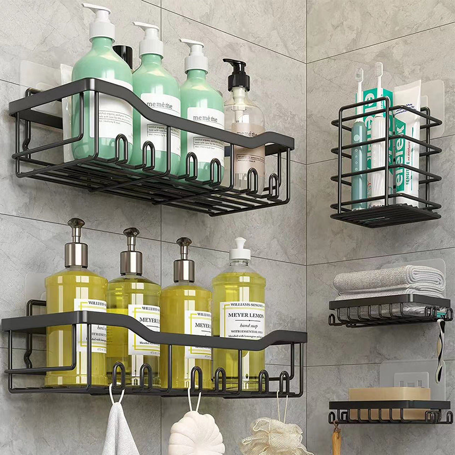 Cross-border non-punching bathroom storage rack set bathroom wrought iron wall-mounted rack wash storage