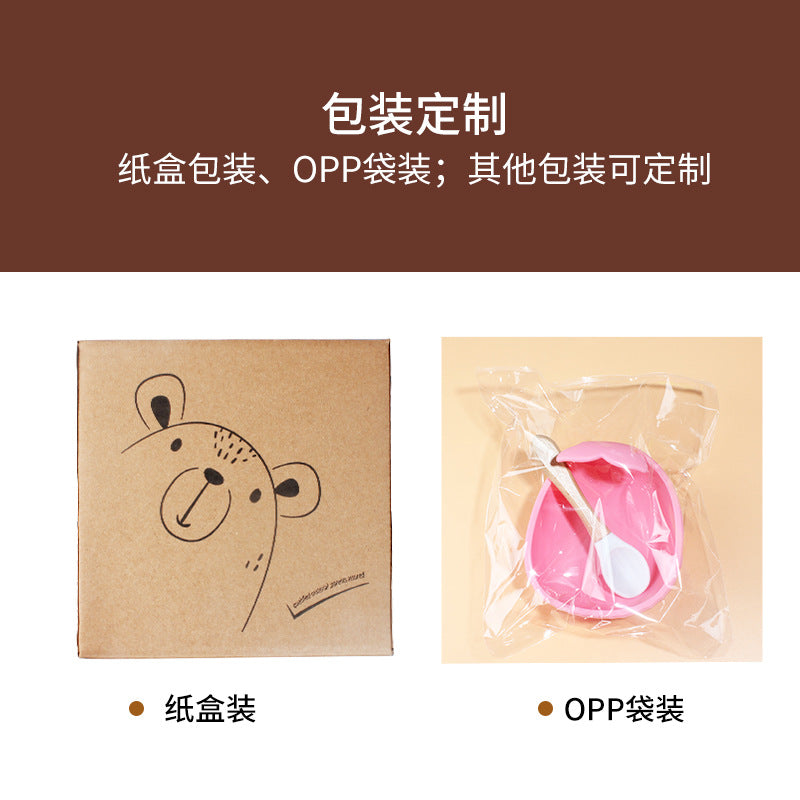 Food grade children's feeding tableware, silicone complementary food bowl spoon set OEM, baby suction cup silicone bowl customization