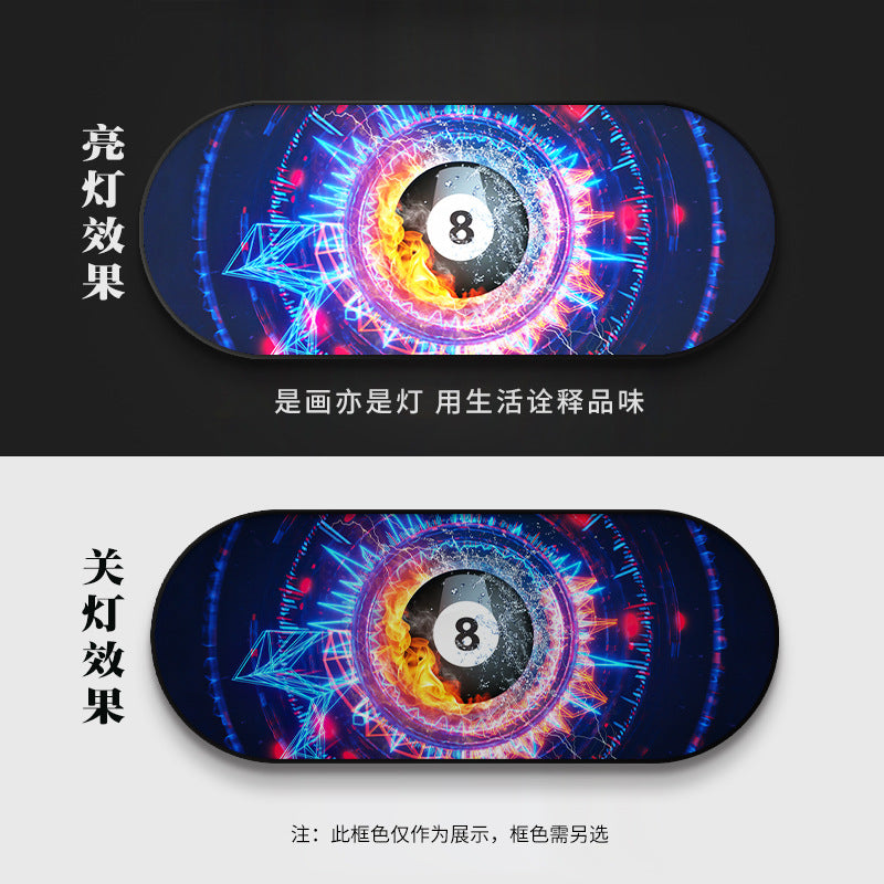 Billiards hall decorative painting black eight ball wall luminous hanging painting chess and card billiard room club bar led star light
