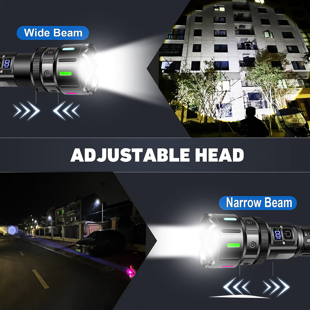 Cross-border long battery life strong light flashlight rechargeable outdoor convenient emergency lighting zoom long-range tactical flashlight