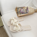 Trendy new square-toe fairy style bow slippers - women's summer outdoor fashionable versatile flat anti-slip sandals